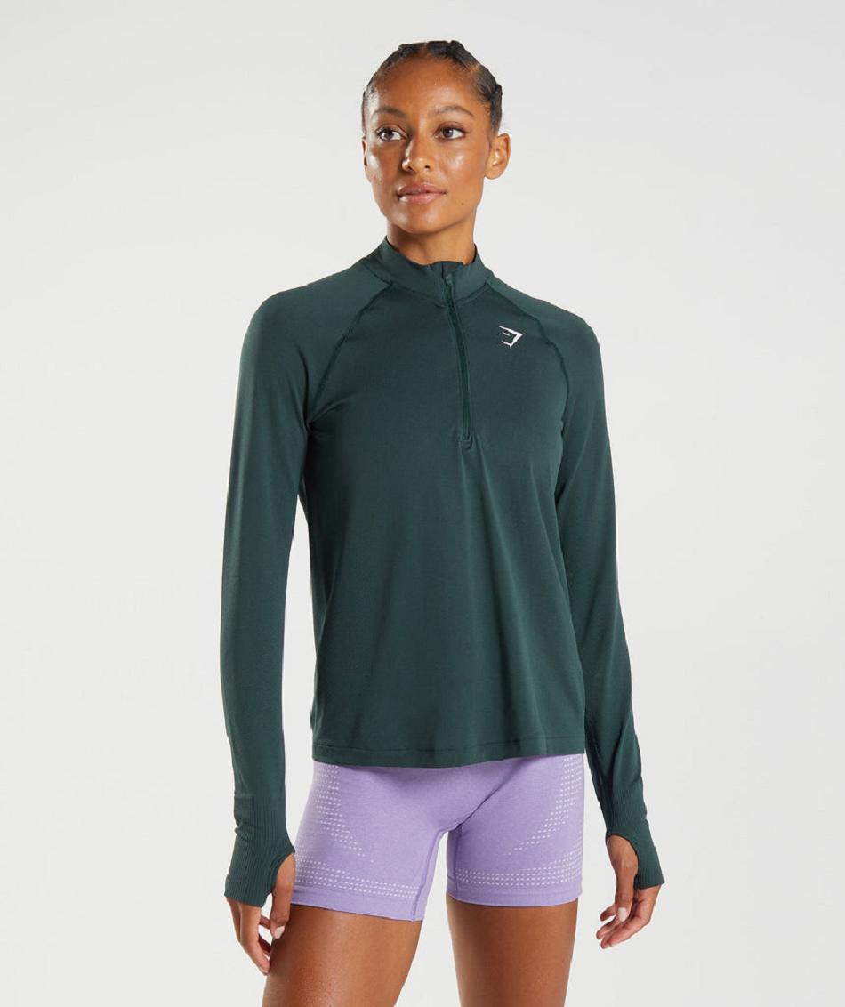 Gymshark Vital Seamless 1/2 Zip Ženske Accessories Zelene | HR 3789FDN